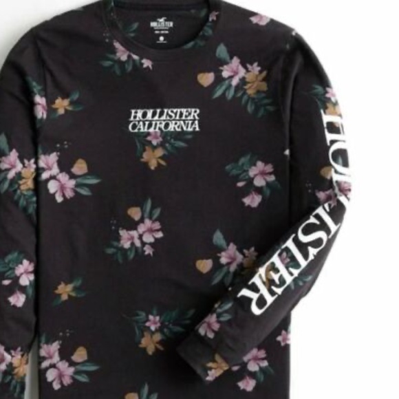 Hollister Mens' Floral UV Reactive Print Logo Graphic Shirt - Picture 8 of 14